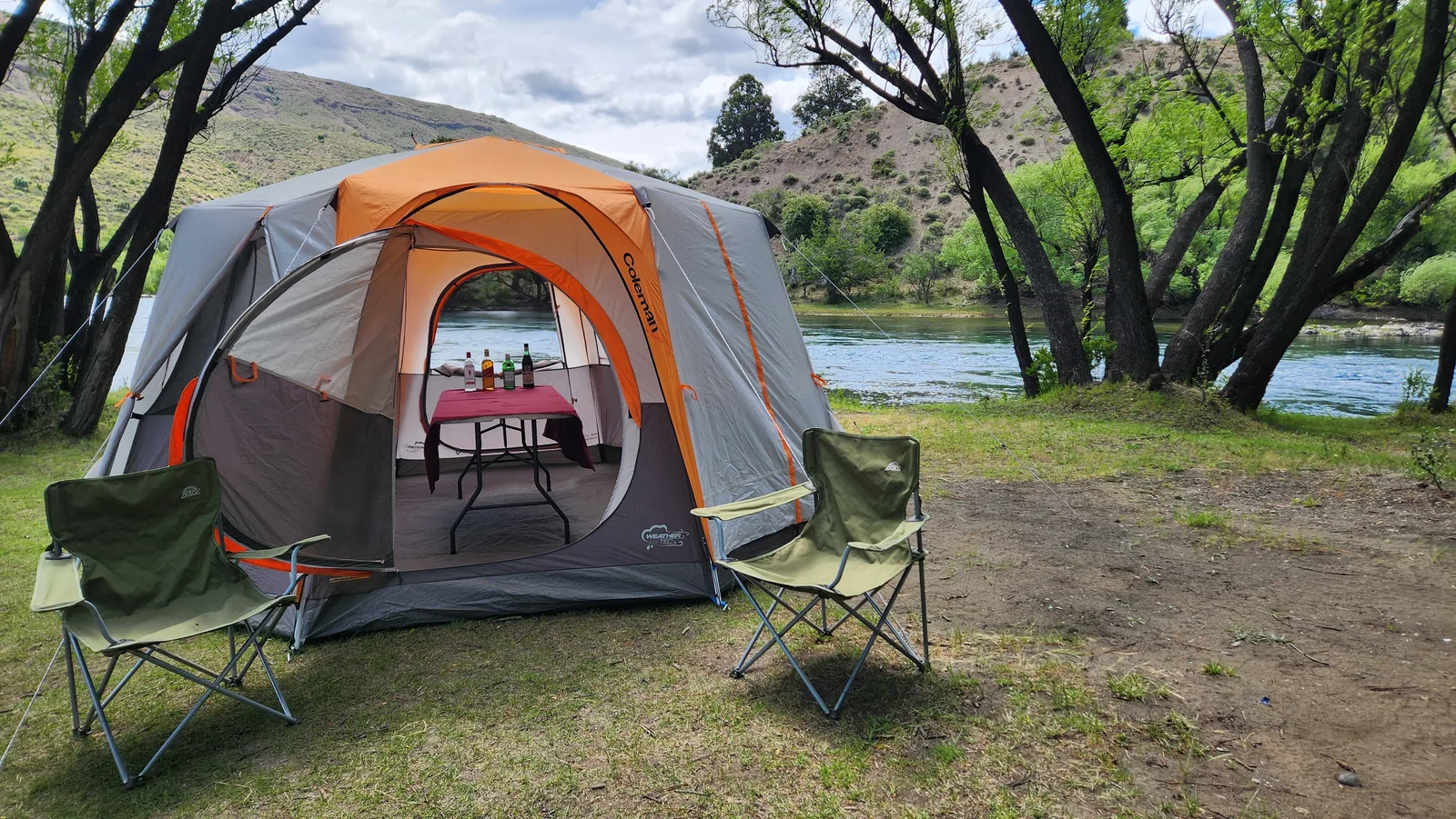 Fully equipped riverside fly fishing camp on a multi-day Patagonia trip from Bariloche