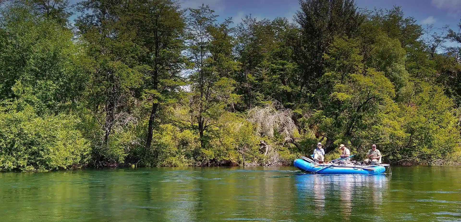 Fly fishing in Bariloche, Argentina. Day float trip on Manso River Patagonia.